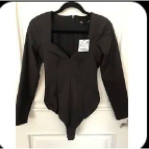 ZARA deep neck bodysuit